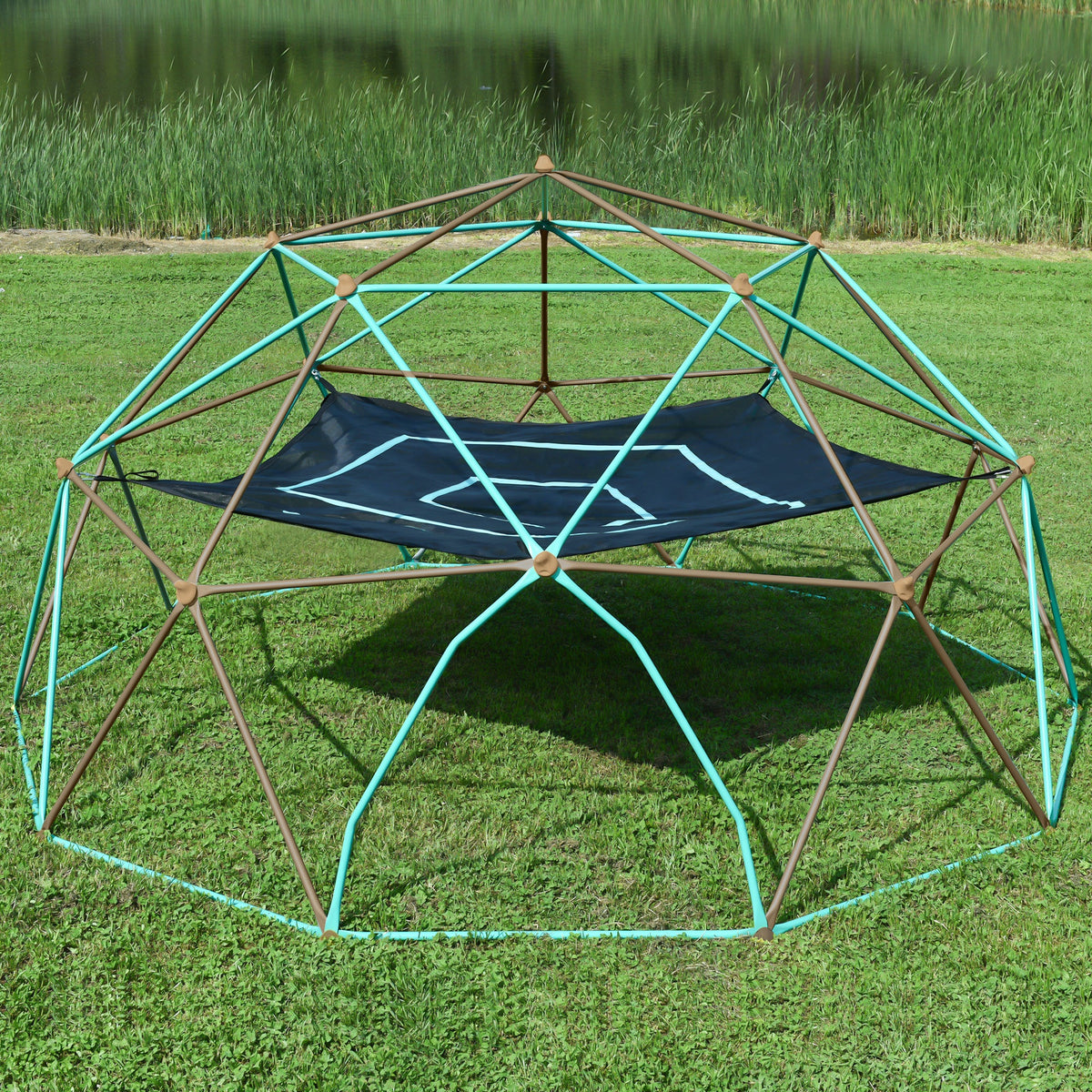 13ft Geometric Dome Climber Play Center, Kids Climbing Dome Tower with Hammock