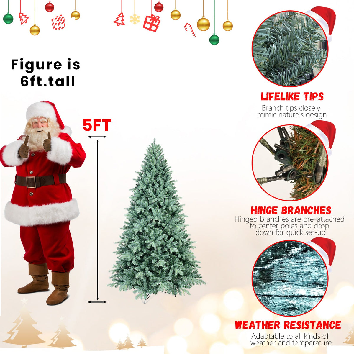 4FT Blue-Green Tint PE/PVC Christmas Tree