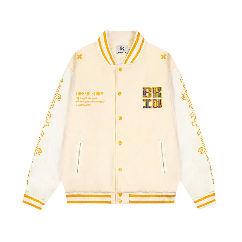 Embroidered baseball jersey with adhesive fabric