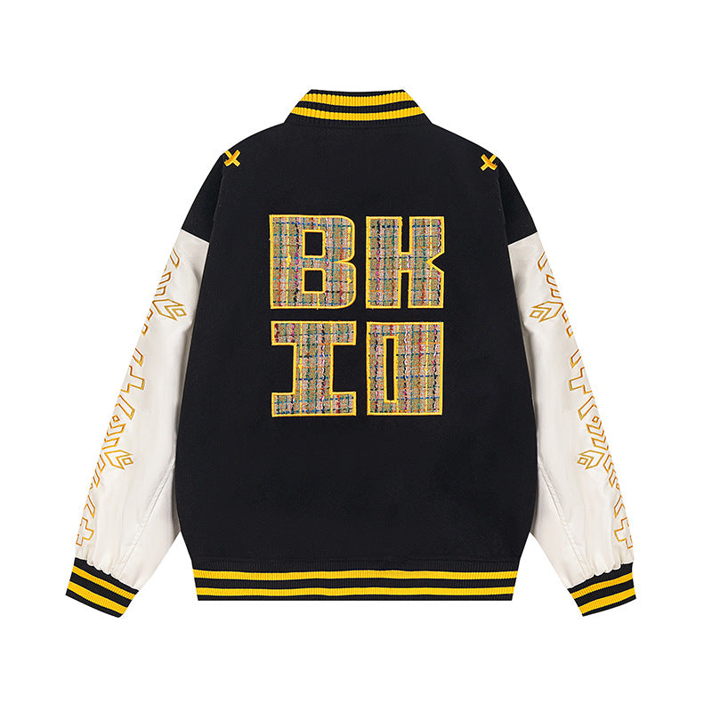 Embroidered baseball jersey with adhesive fabric