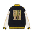 Embroidered baseball jersey with adhesive fabric