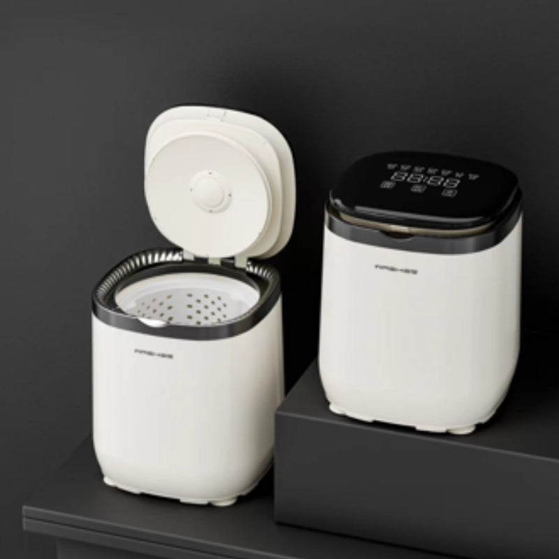 Color: Beige, Electrical outlet: US - Automatic In-and-out Water Mini Washing Machine