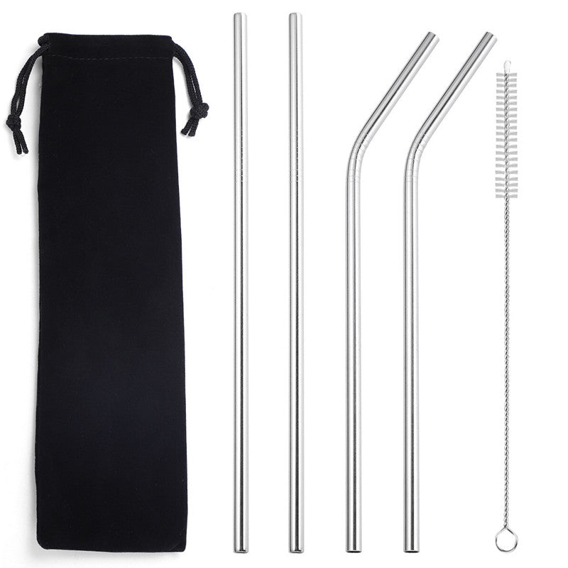 Color: Rose goldCloth bag5 pcs - 304 stainless steel straw