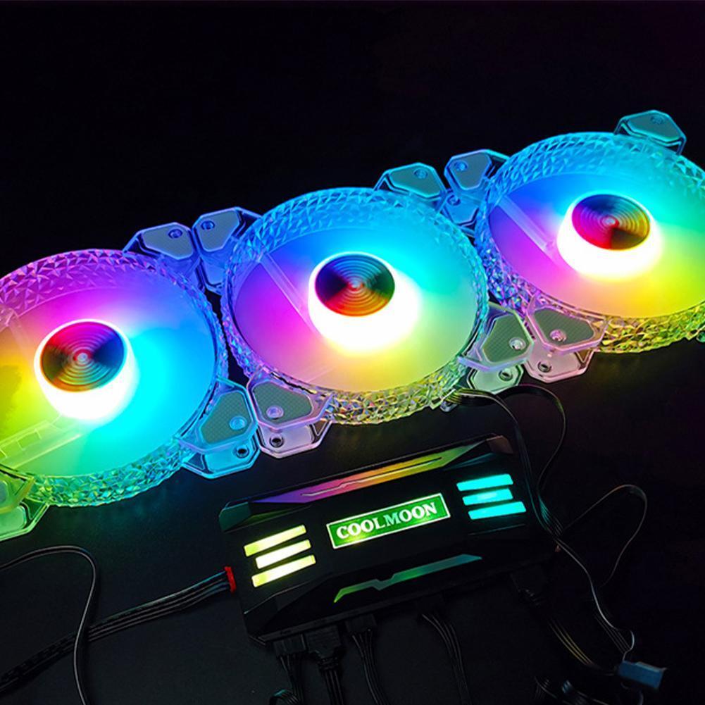 Coolmoon P-argb Controller 4-pin Pwm 5v 3pin Smart RGB Remote Controller Chassis Fan Hub Pc Case Cooling Fan black