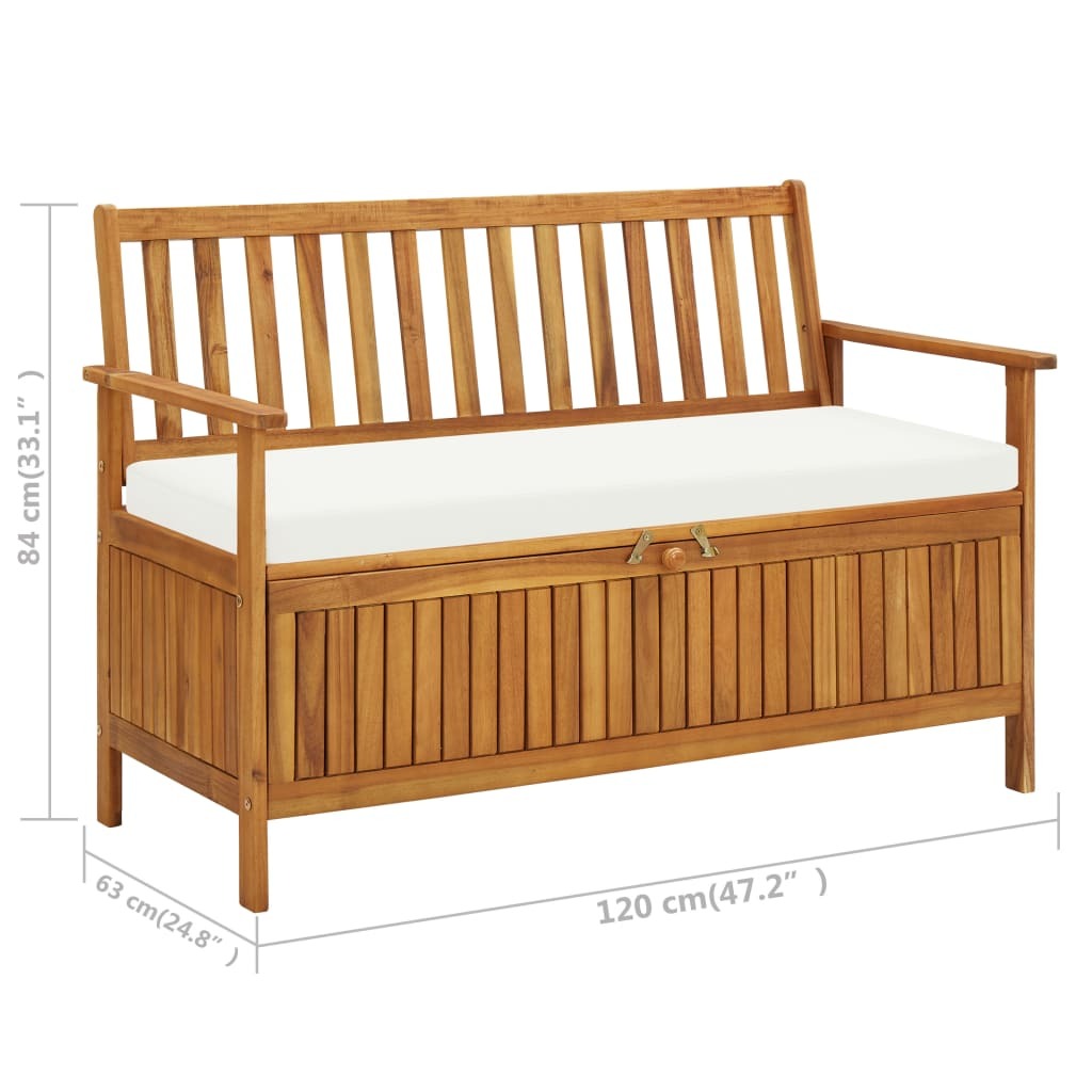 Patio Storage Bench Solid Acacia Wood 47.2"x24.8"x33.1
