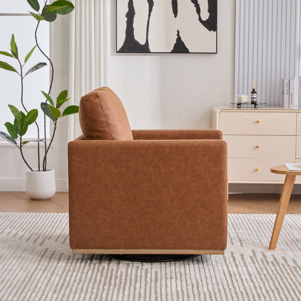 30.7"W Upholstered Square Swivel Accent Chair