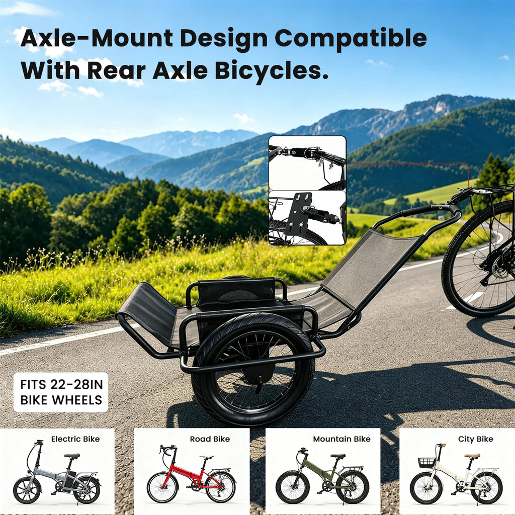 Heavy-Duty Bike Cargo Trailer with Steel Frame and Reflective Strips