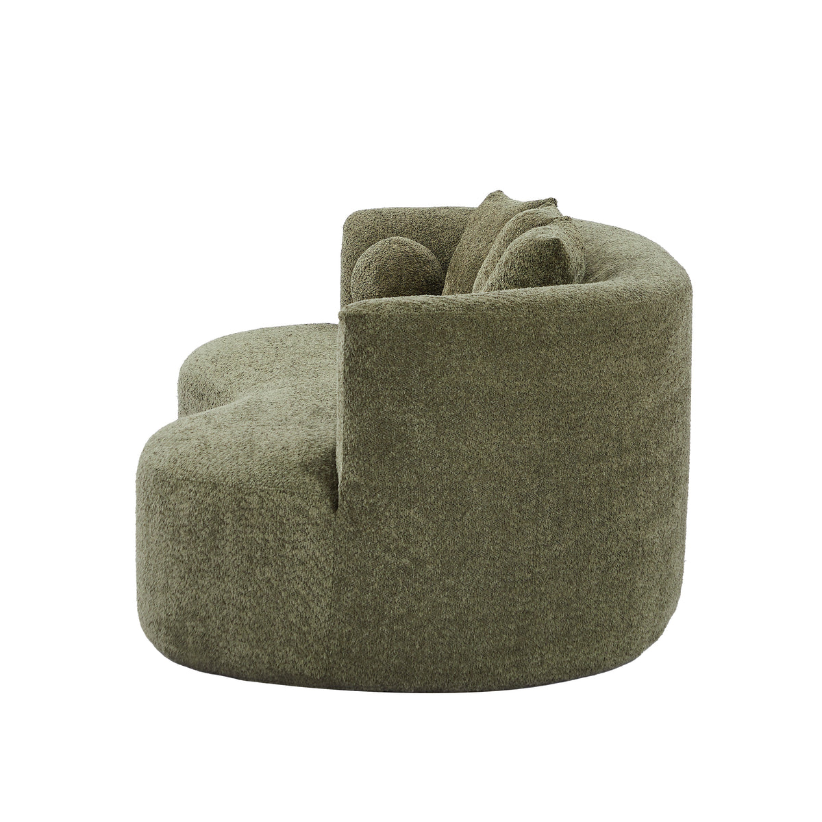 Curved Modern Boucle Sofa with Upholstered Finish - Forest Green, Beige, Camel