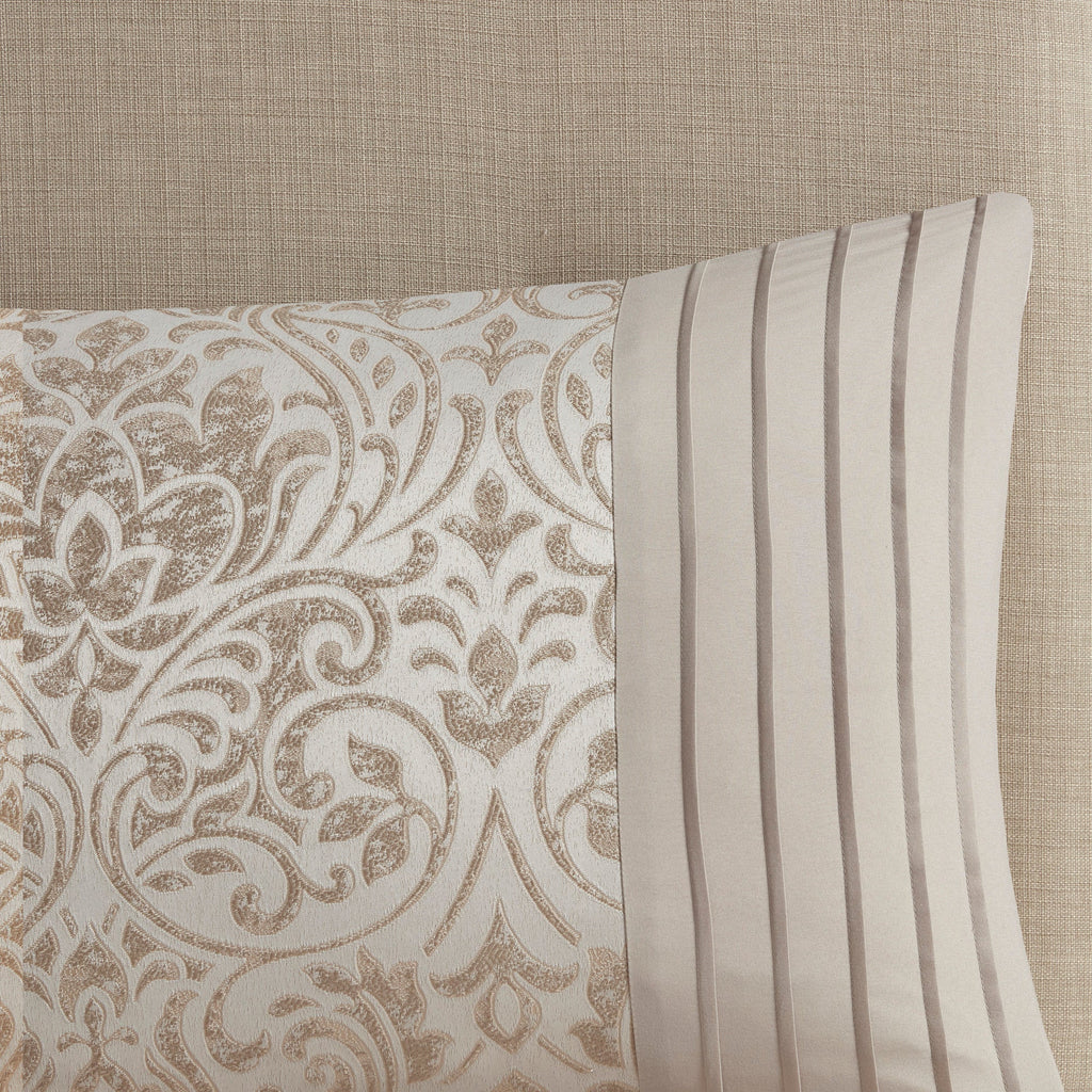 12 Piece Jacquard Comforter Set with Bed Sheets - Khaki Cal King