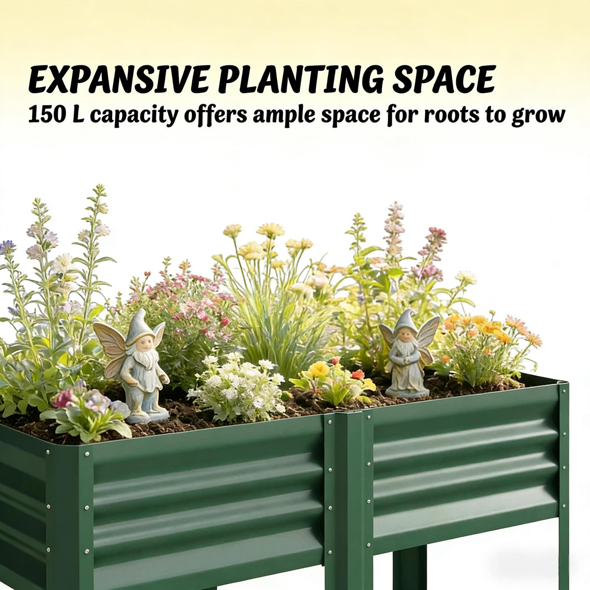 Outdoor Elevated Planter Box with Storage Shelf - Green