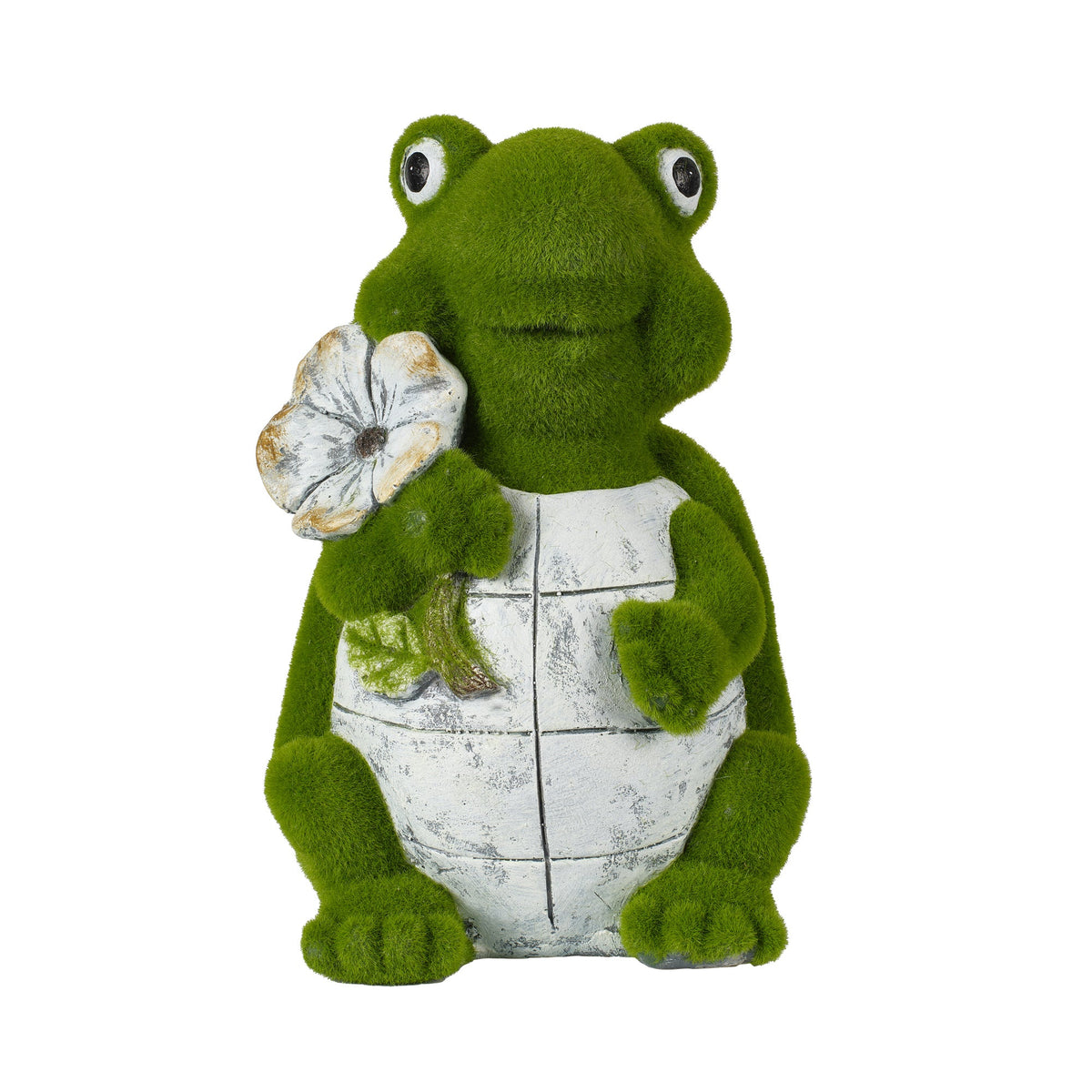Flocked Turtle Garden Statue
