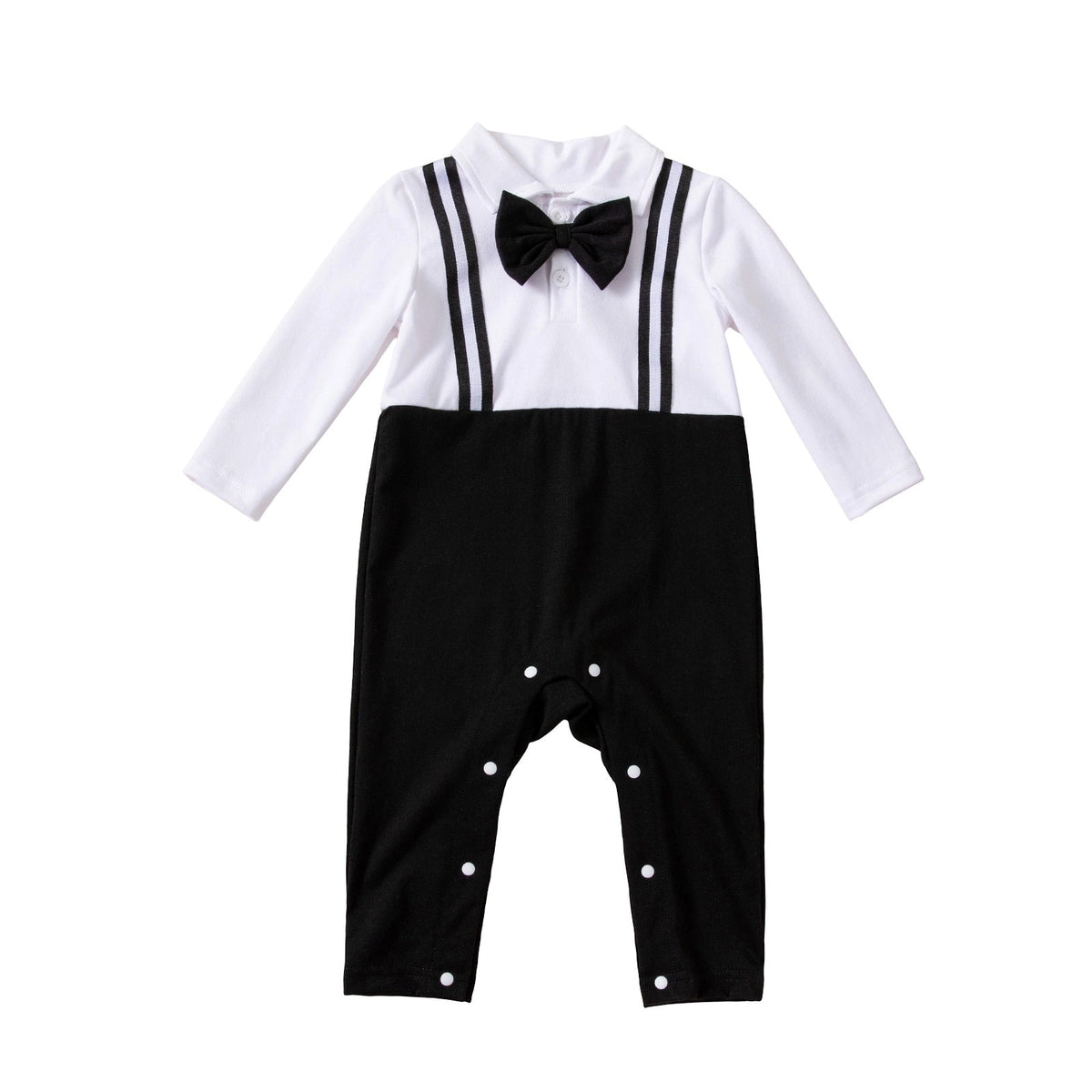 Long-sleeve Overalls With Bow Tie Set