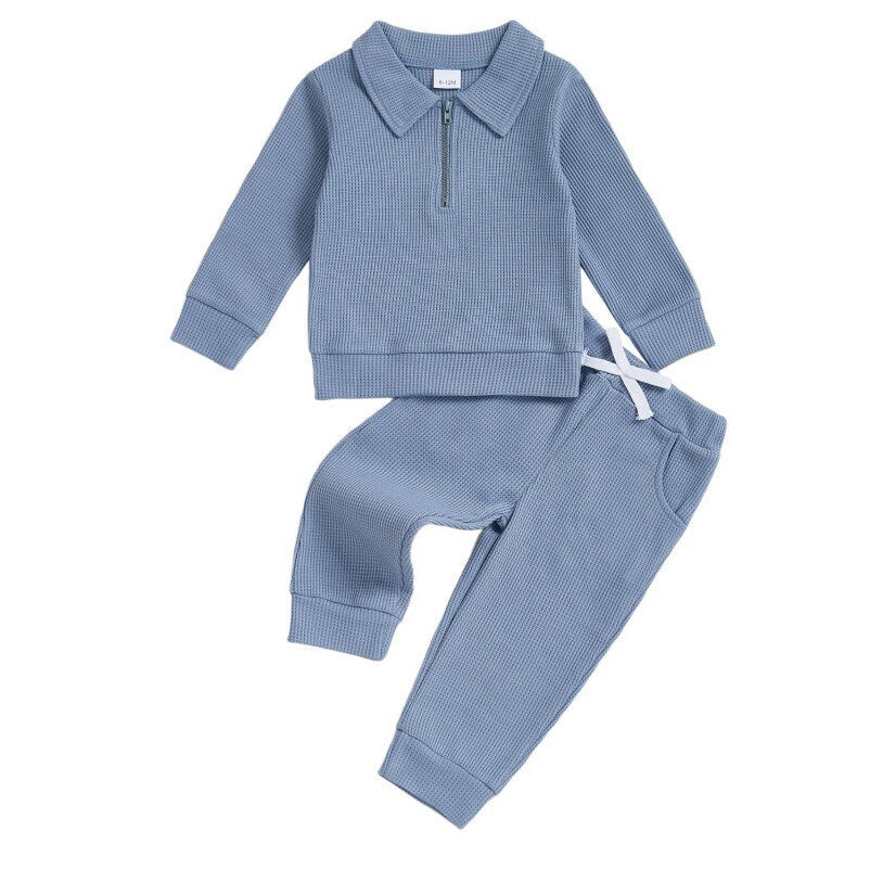 Childrens Cotton Polo-neck Long-sleeve Set
