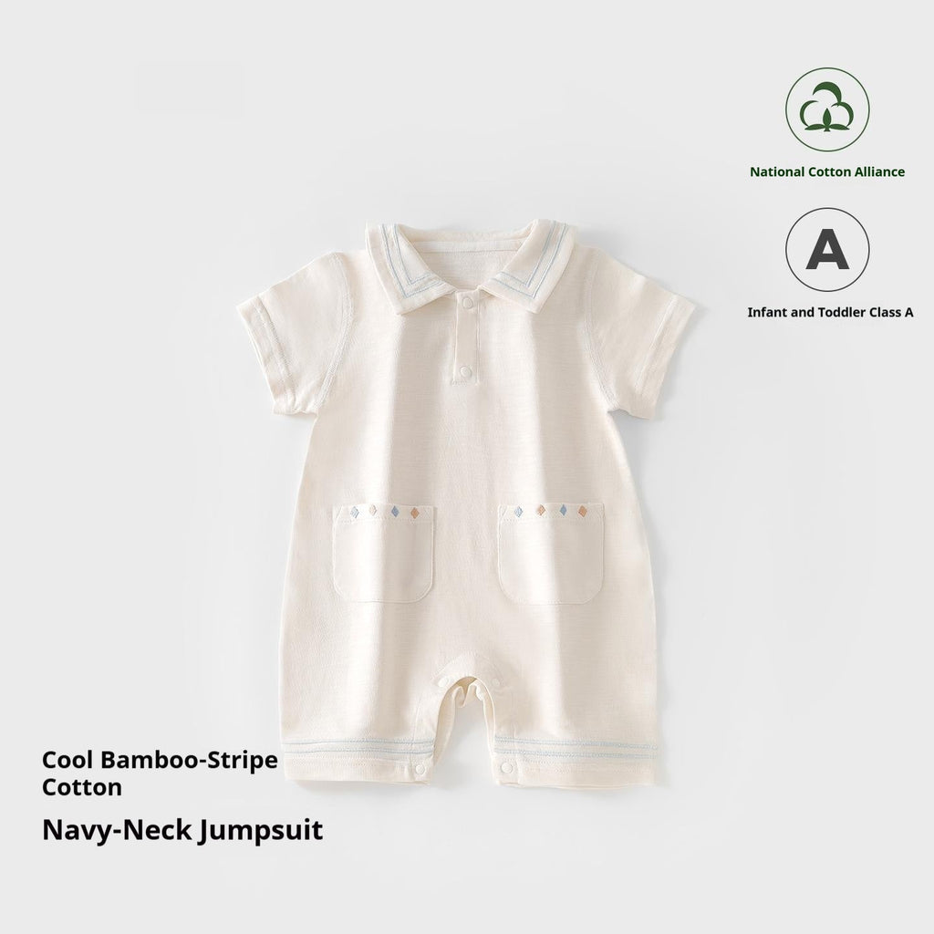 Newborn Short-sleeve Romper Lightweight Crawling Outfit For Infants And Toddlers