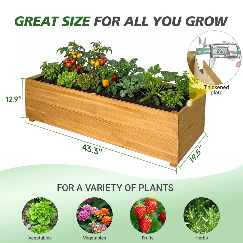 Solid Fir Wood Raised Garden Bed with Liner