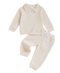 Childrens Cotton Polo-neck Long-sleeve Set