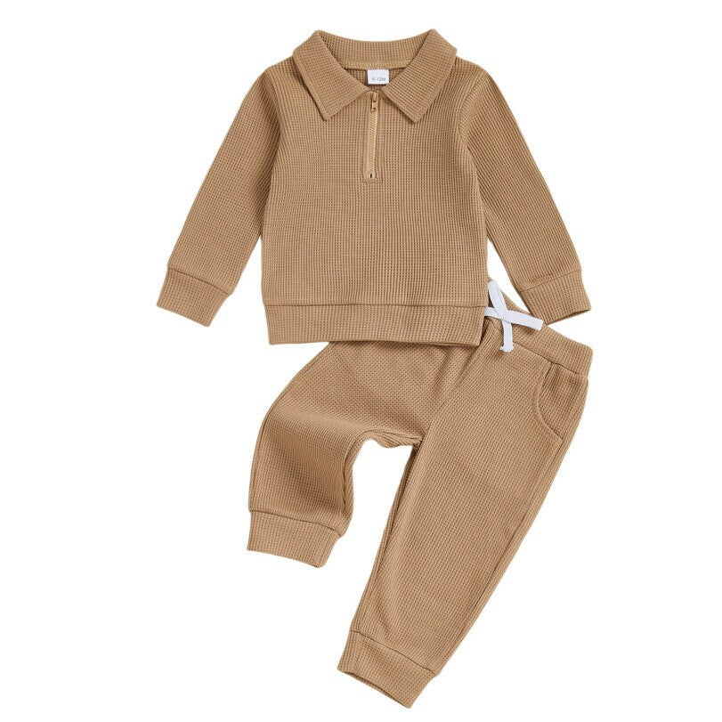 Childrens Cotton Polo-neck Long-sleeve Set