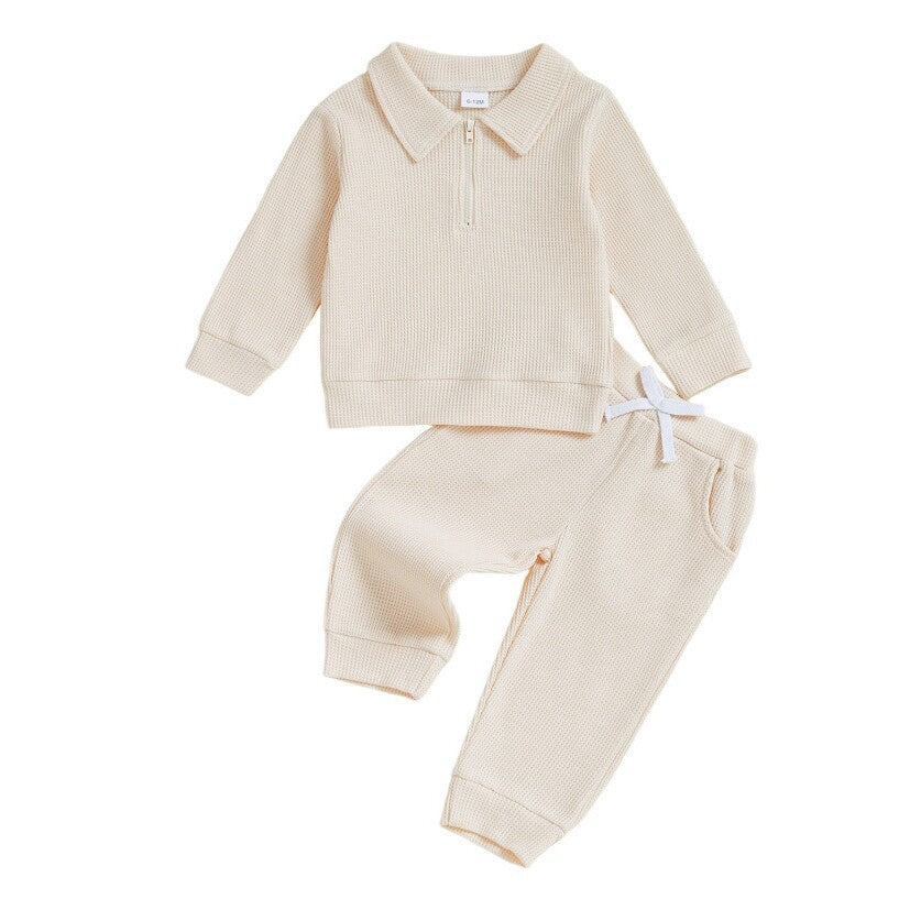 Childrens Cotton Polo-neck Long-sleeve Set