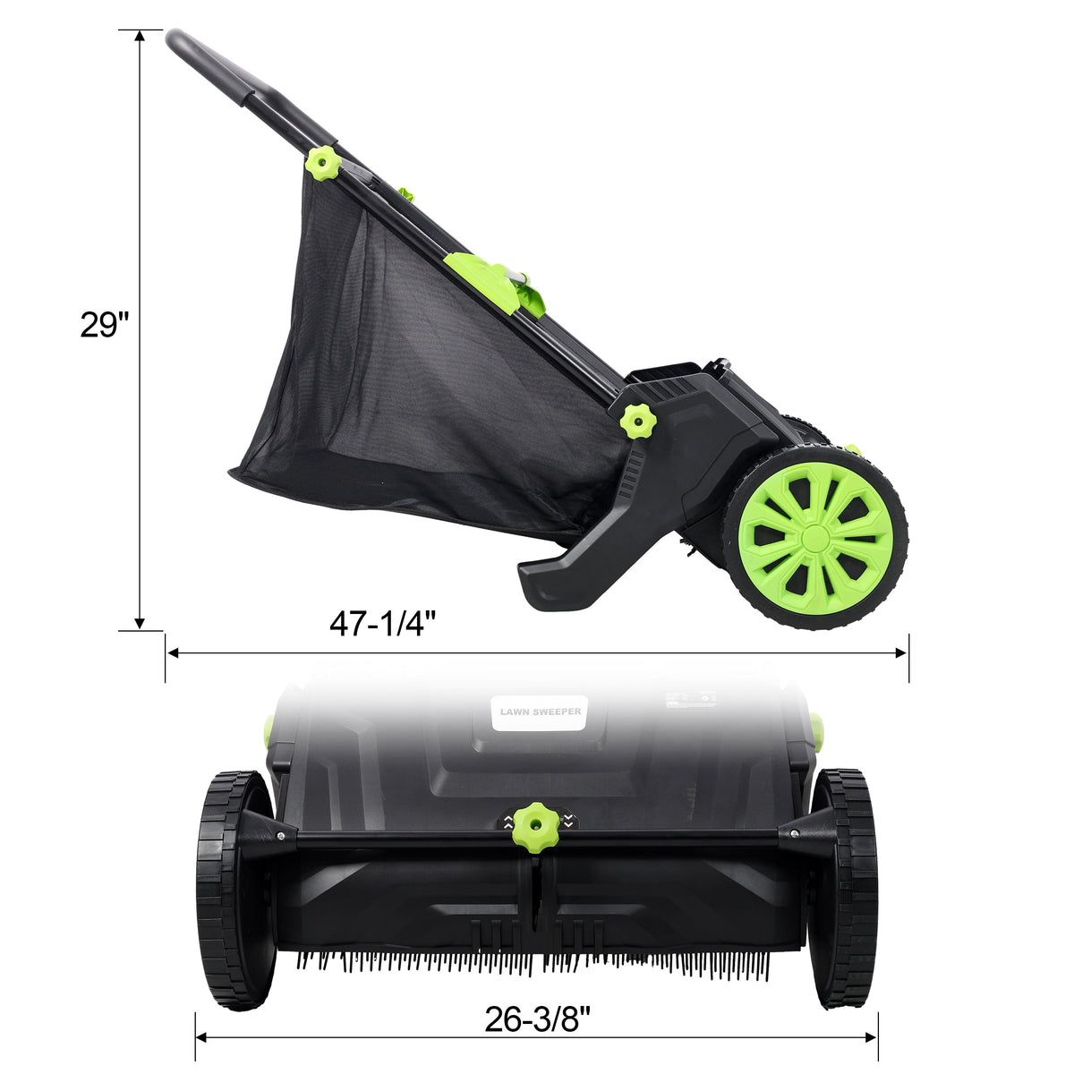 Hand Push Lawn Sweeper - 21 Inch Leaf & Grass Collector