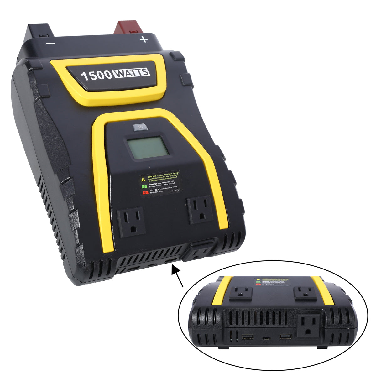 1500 Watt Power Inverter with LCD Display - Portable AC Power Solution