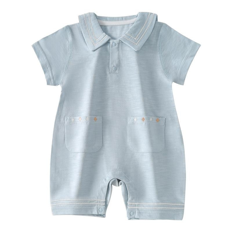Newborn Short-sleeve Romper Lightweight Crawling Outfit For Infants And Toddlers