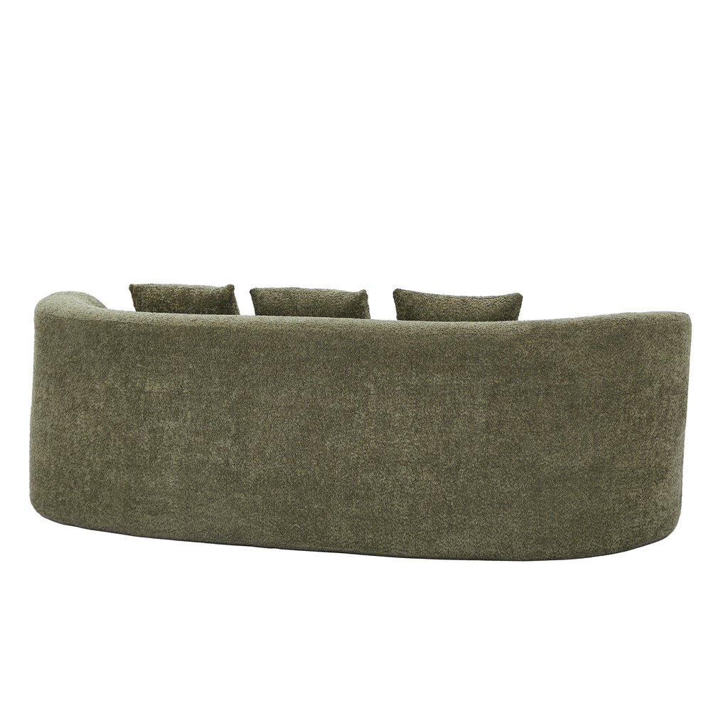 Curved Modern Boucle Sofa with Upholstered Finish - Forest Green, Beige, Camel