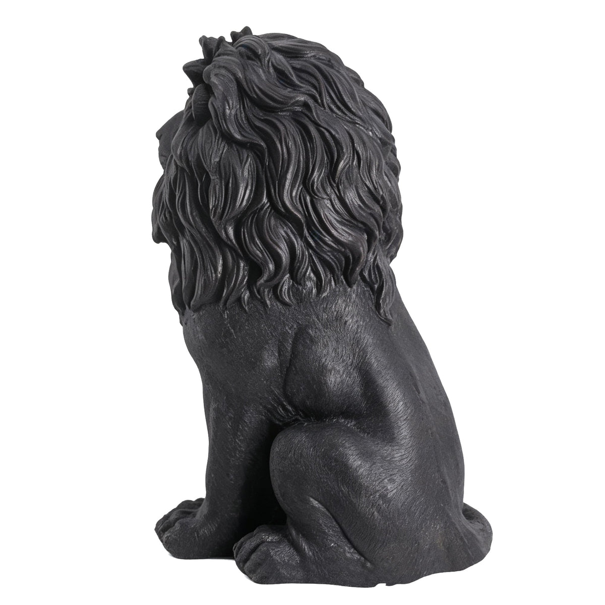 Elegant Sitting Lion Statue with Matte Black Finish - 20.67 Inches