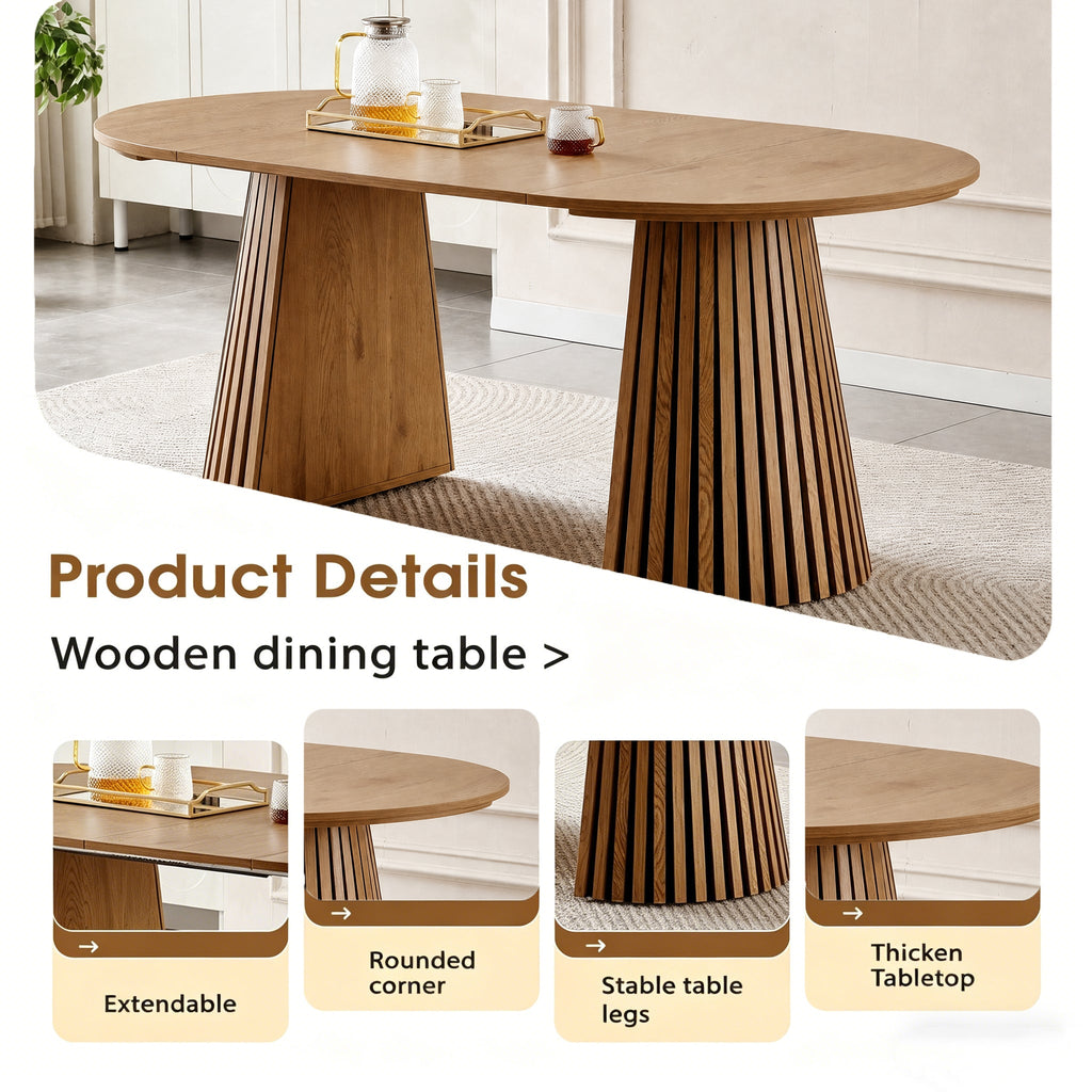 Flexible and Extendable Wooden Dining Table