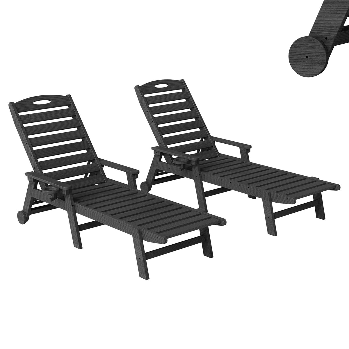 HDPE Outdoor Lounge Chairs Set of 2 with UV Protection - Brown, Blue, Black, or White