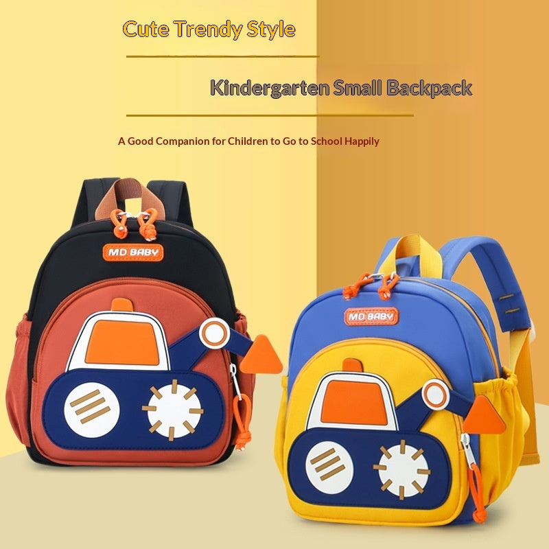 Cute Childrens Backpack Early Education Little Excavator Casual Shoulder Bag