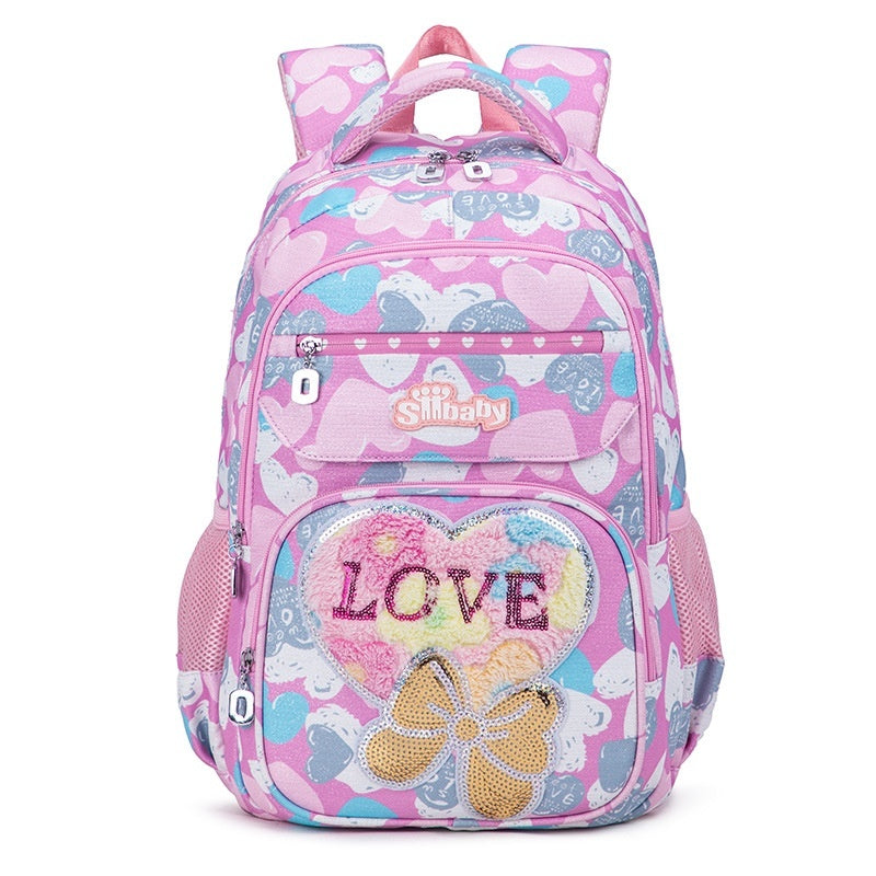 Spine-Protecting Load-Reducing Cartoon Cat Childrens School Bag