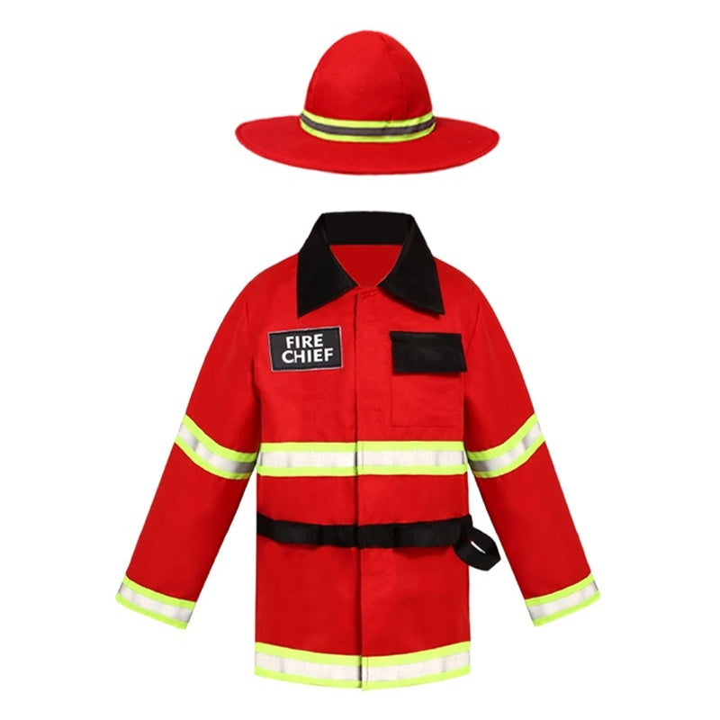 Halloween Children's Firefighter Costume Fire Truck Performance Outfit