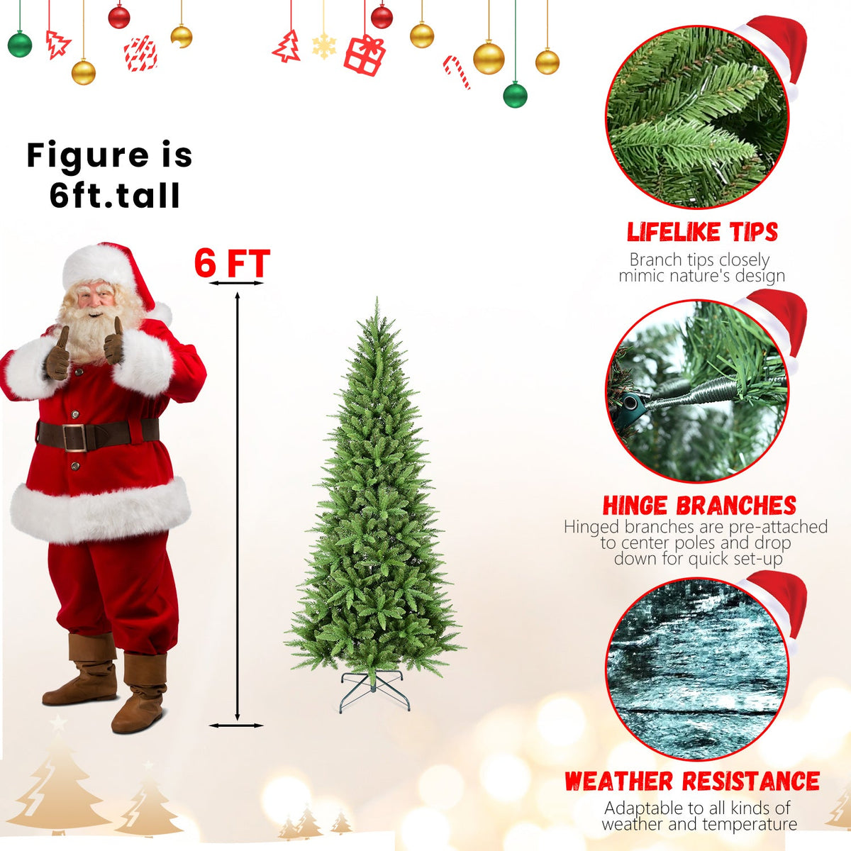 7FT Slim Christmas Tree