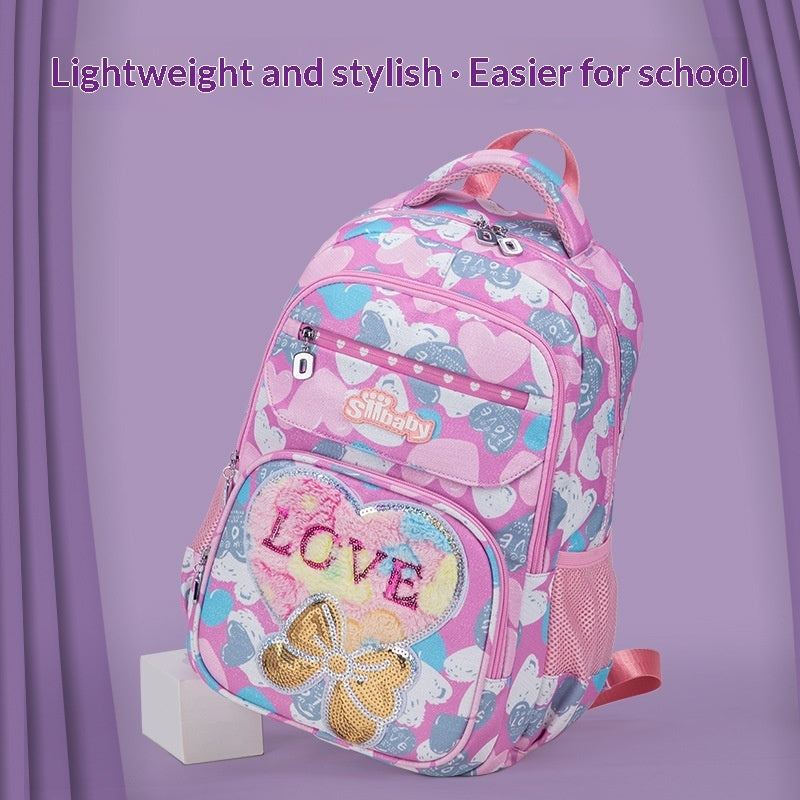 Spine-Protecting Load-Reducing Cartoon Cat Childrens School Bag