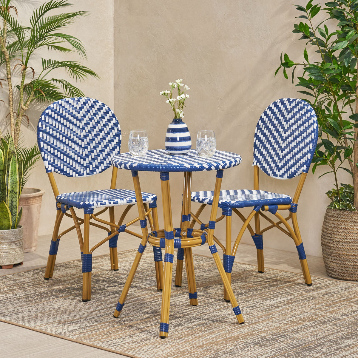 Outdoor Aluminum 3 Piece French Bistro Set