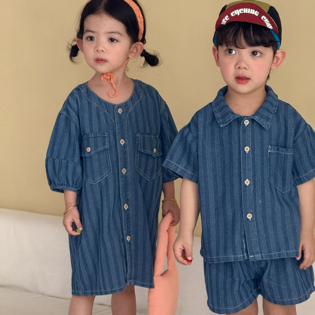 Children's Summer Denim Shirt Set