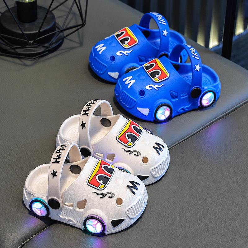 Childrens Car-Shaped Glowing Non-Slip Soft-Soled Slippers