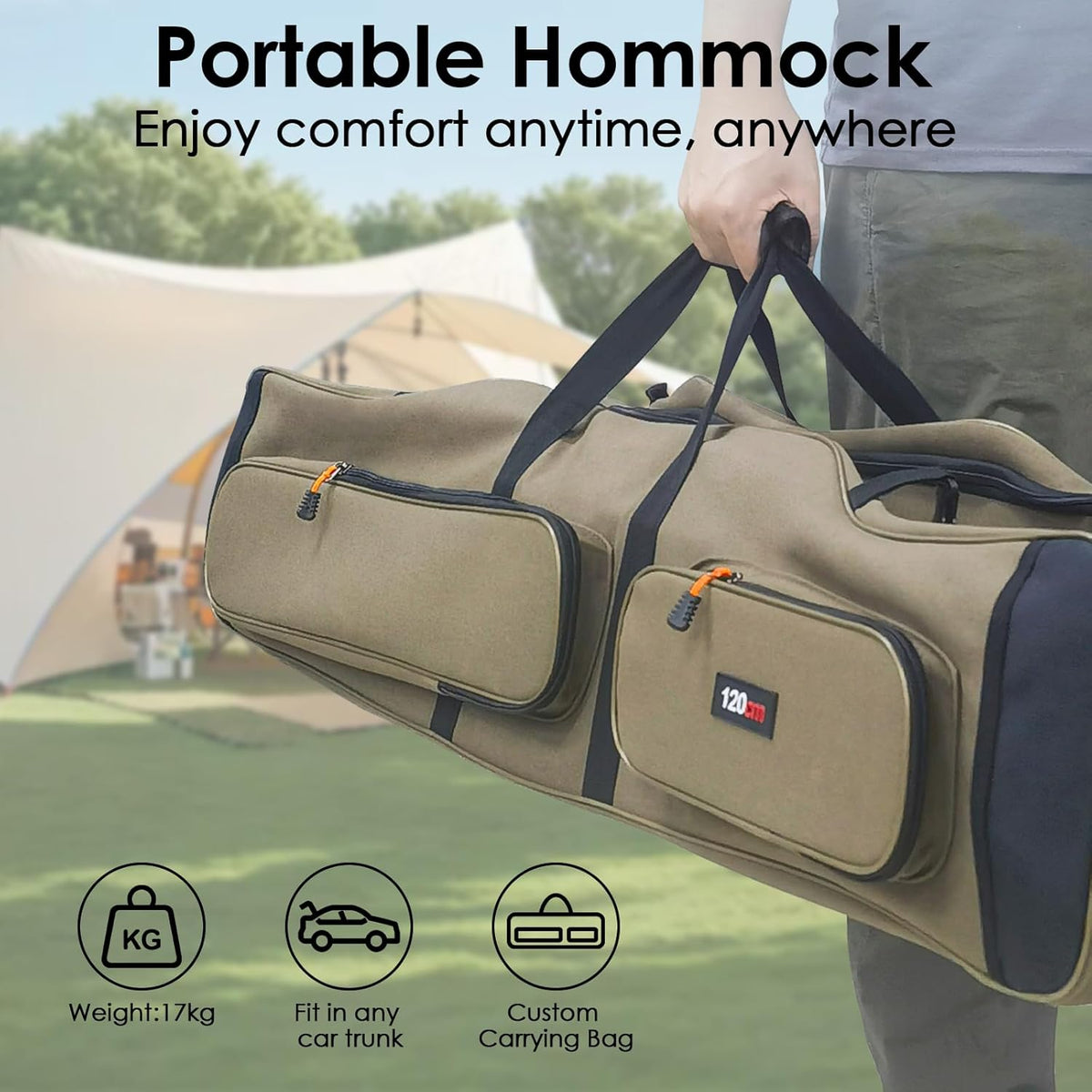 Portable Outdoor Hammock with Quick-Fold Stand and Adjustable Sunshade