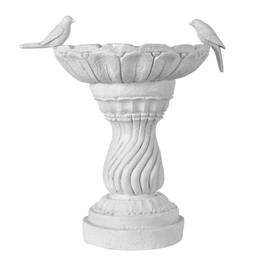 Garden Bird Bath Statue with Decorative Basin - Resin - 16.54" High