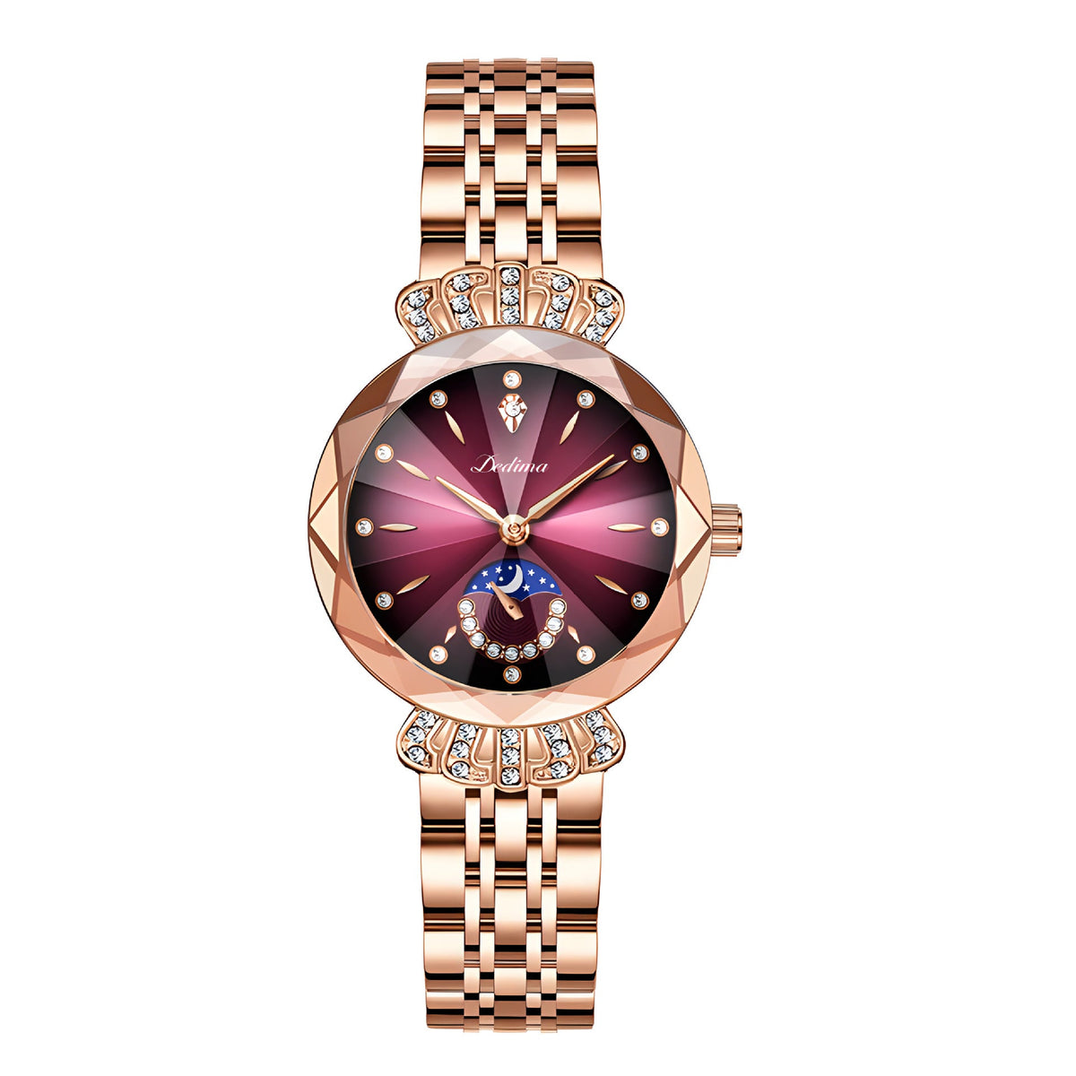 Womens Diamond-embellished Water-resistant Steel-band Casual Luxury Watch