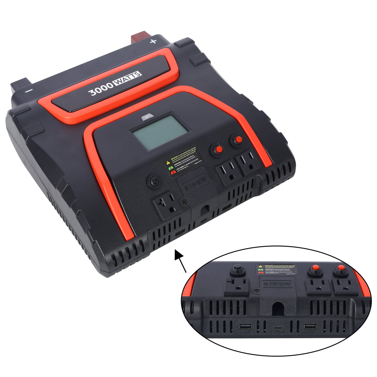 3000 Watt Power Inverter with LED Display - Modified Sine Wave