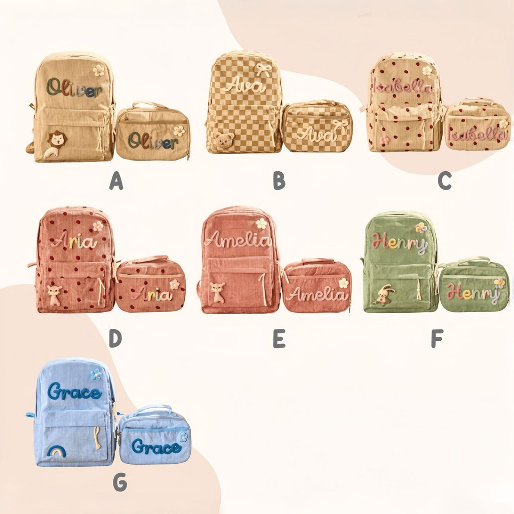 Back-to-School Season Childrens Backpack And Lunch Bag Set Chunky Yarn Handmade