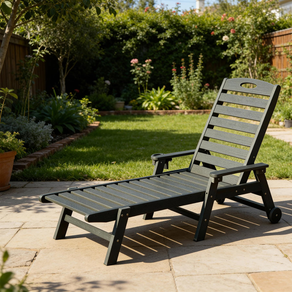 Patio Lounge Chair Outdoor, HDPE Chaise Lounge
