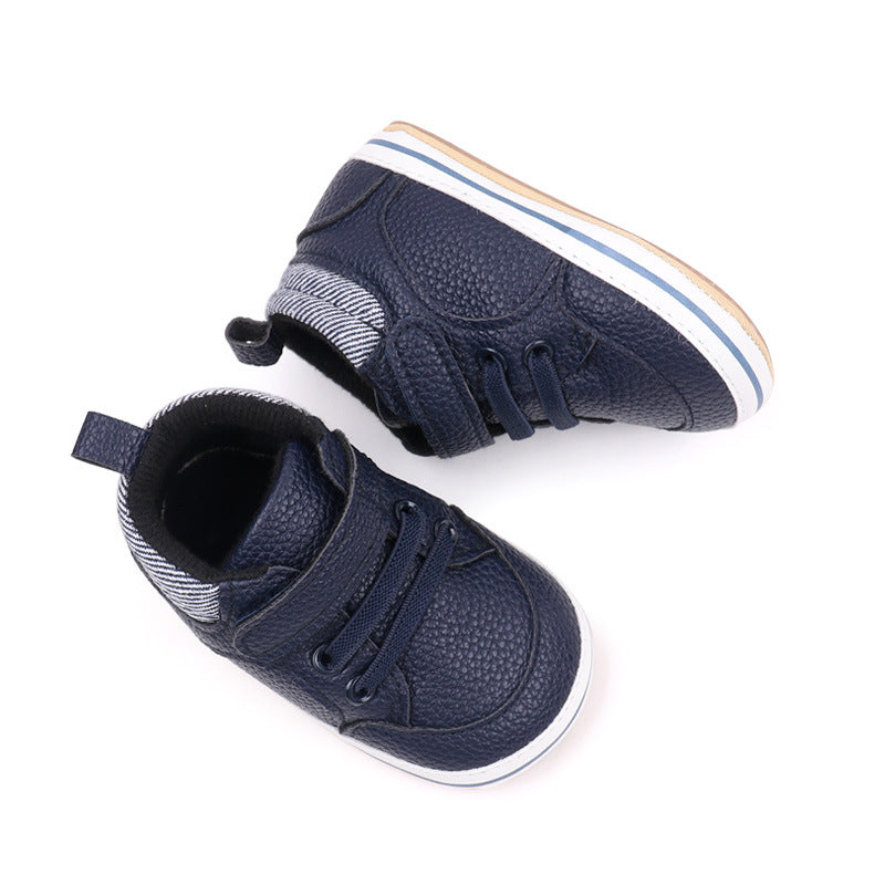 Fashionable Solid-color PU Leather First-walker Shoes For Babies