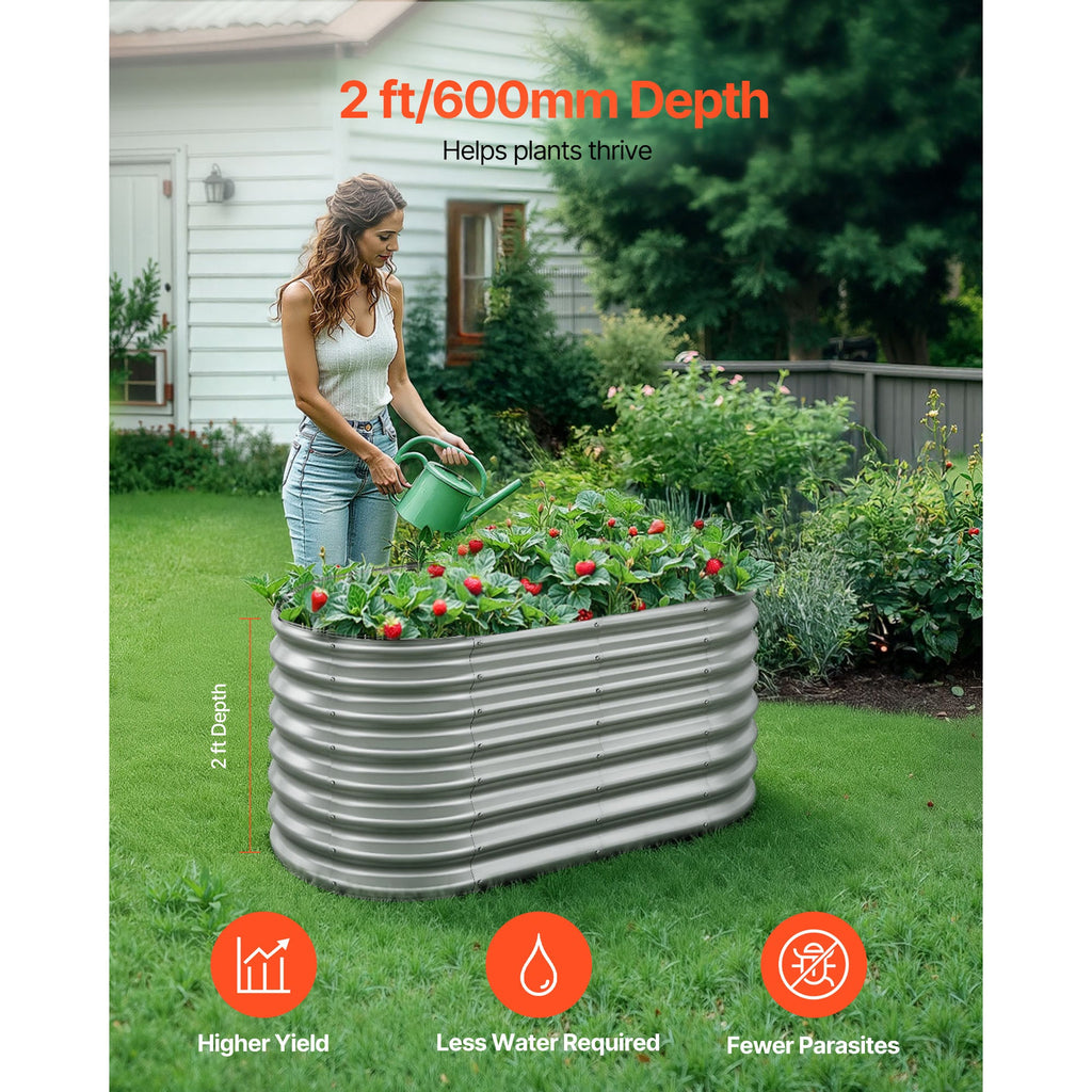 Oval Metal Raised Garden Bed