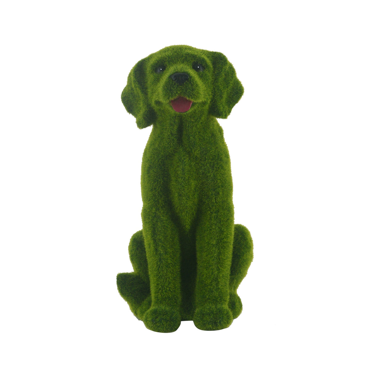 Flocked Dog Garden Statue with Weatherproof Resin - Green