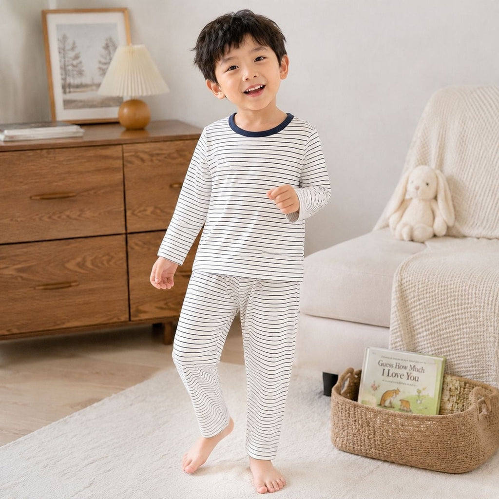 SpringAutumn Boneless Boys And Girls Autumn Top And Pants Set 7A Antibacterial Underwear Set