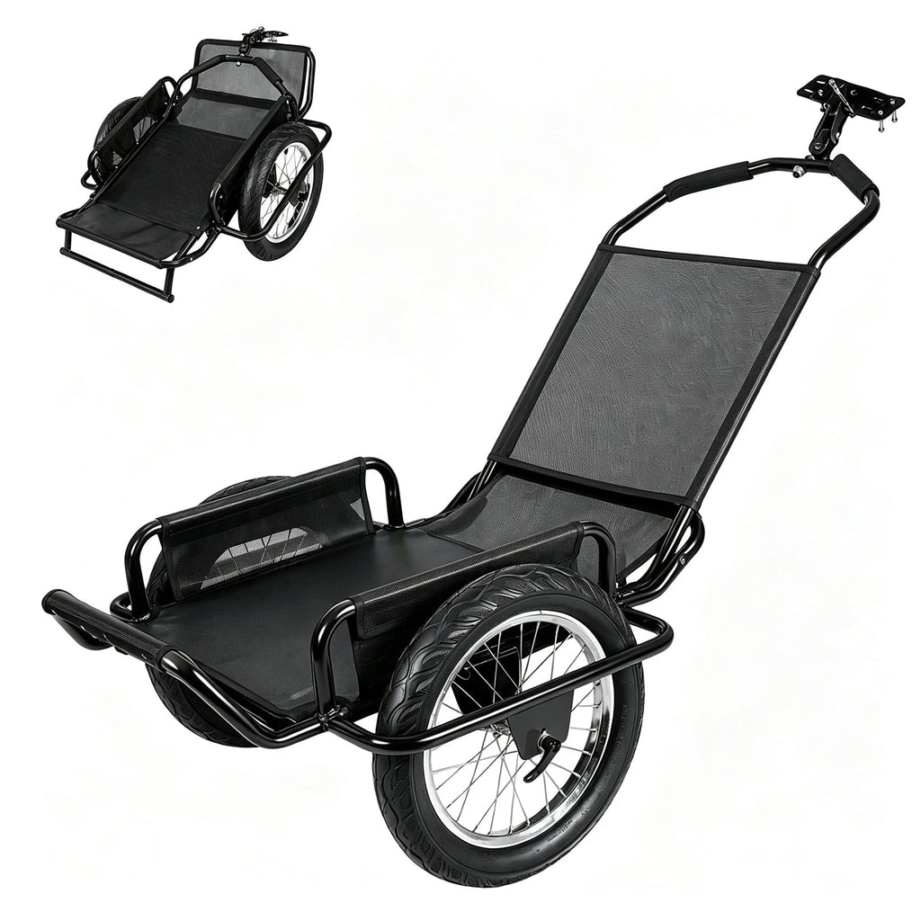 Heavy-Duty Bike Cargo Trailer with Steel Frame and Reflective Strips