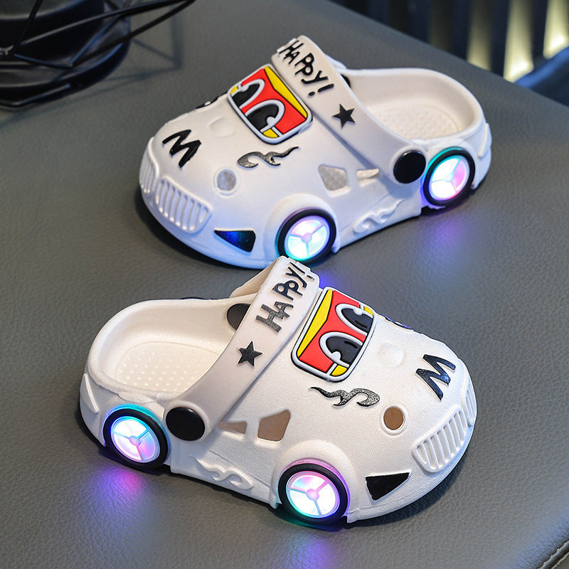 Childrens Car-Shaped Glowing Non-Slip Soft-Soled Slippers