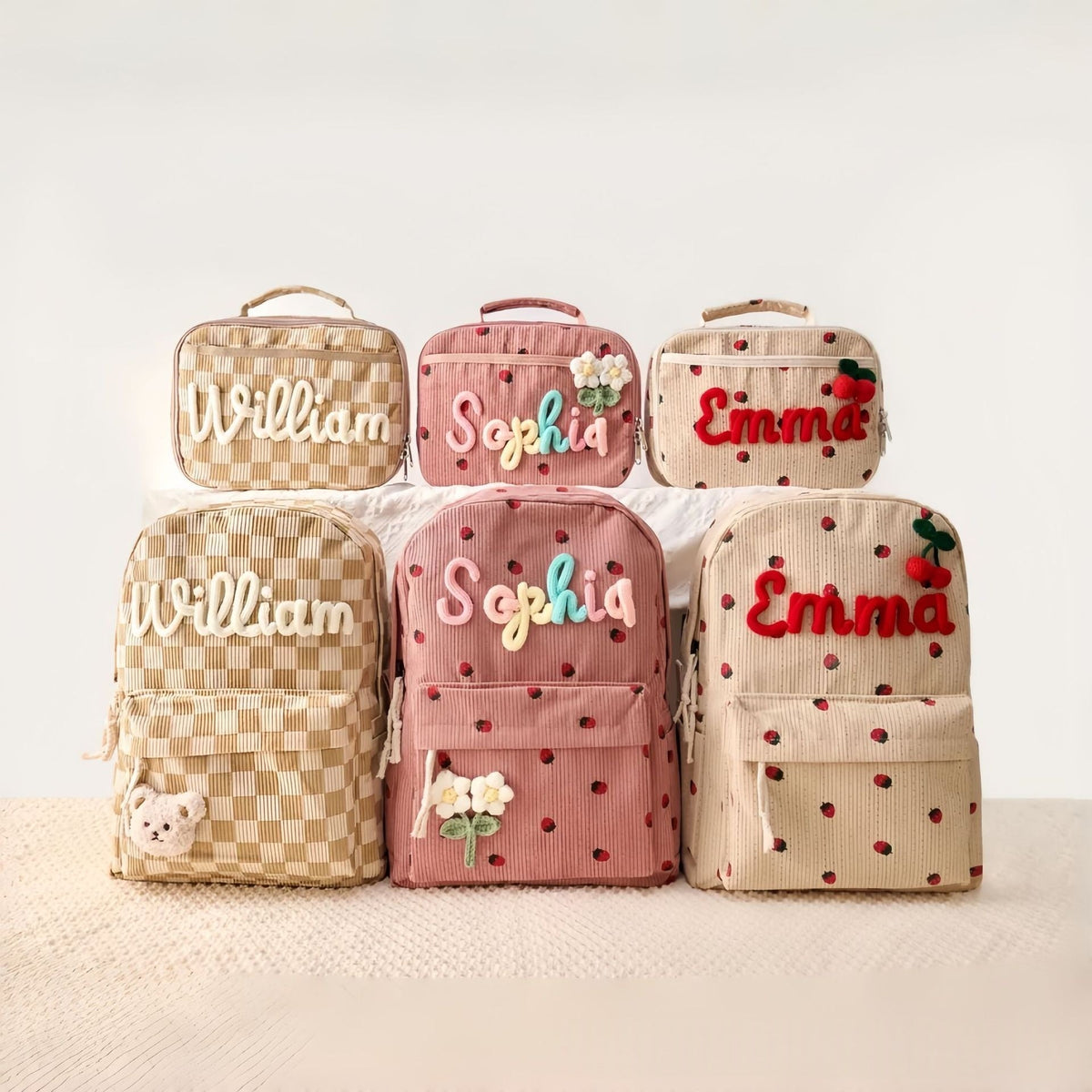 Back-to-School Season Childrens Backpack And Lunch Bag Set Chunky Yarn Handmade